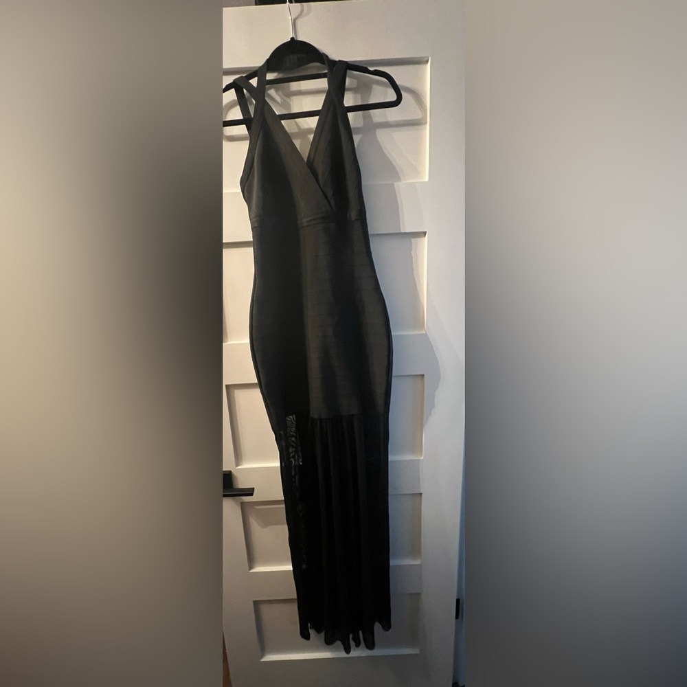 the perfect long dress in bandage stretch